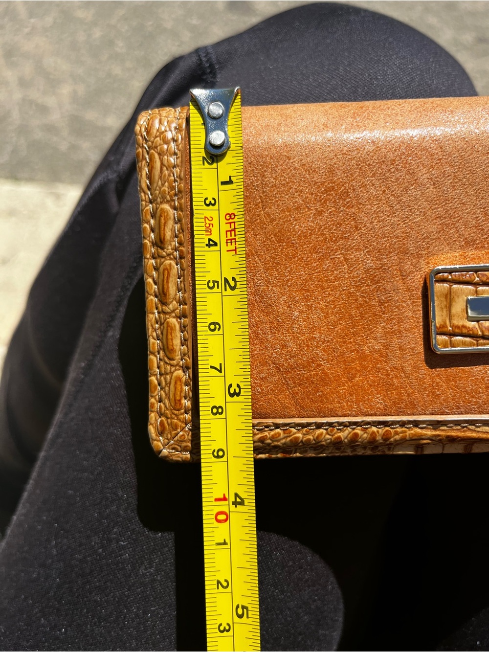New Brahmin Tan Croc-Trim Leather Wallet - Picture 15 of 16